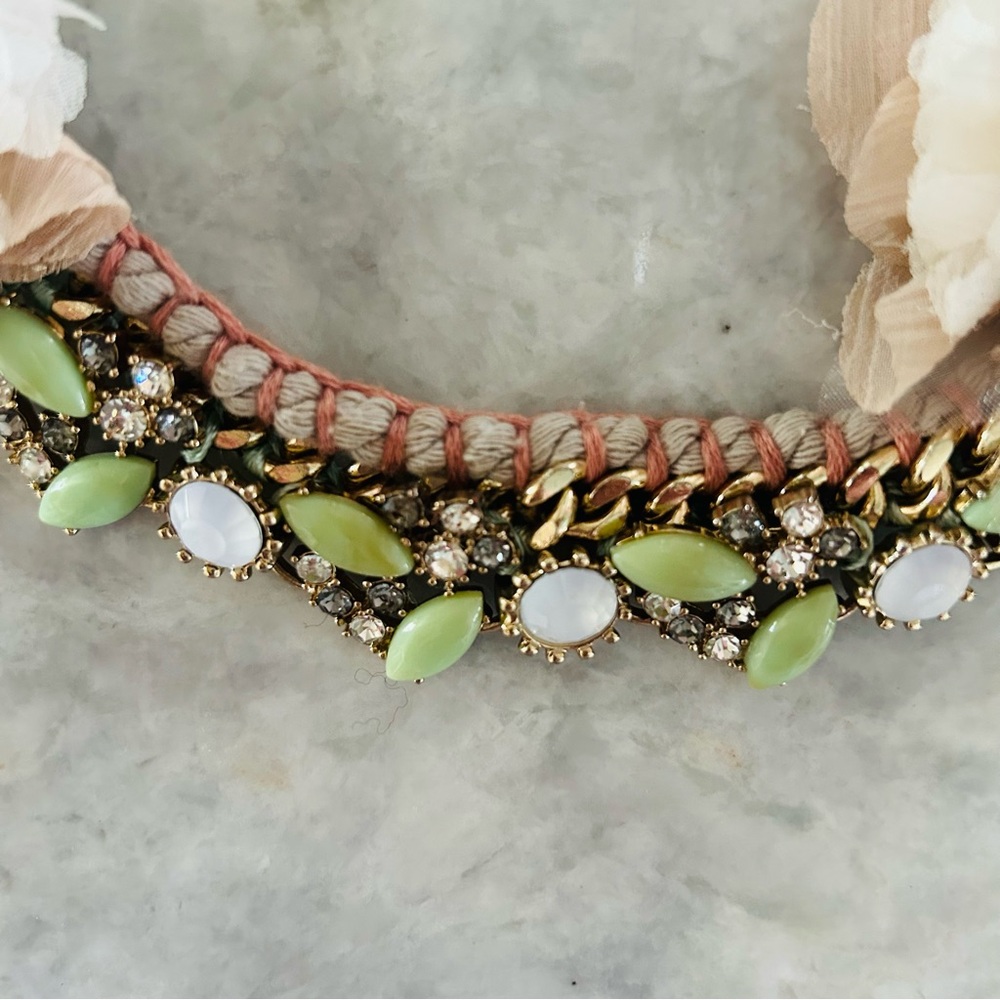 Anthropologie Sway Pink Floral Beaded Jewel Rope Adjustable Necklace - Picture 7 of 10